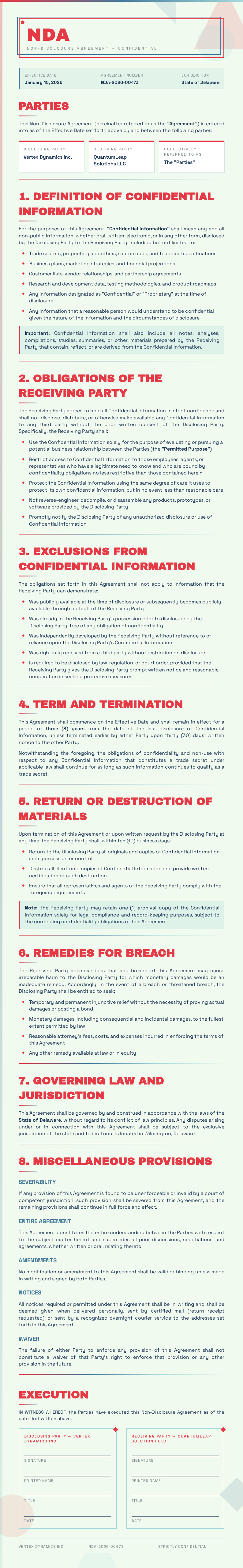 Abstract geometric Non Disclosure Agreement